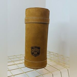 EDDIE BAUER Sport Shop Tan Leather Travel Bar 5 Piece Set